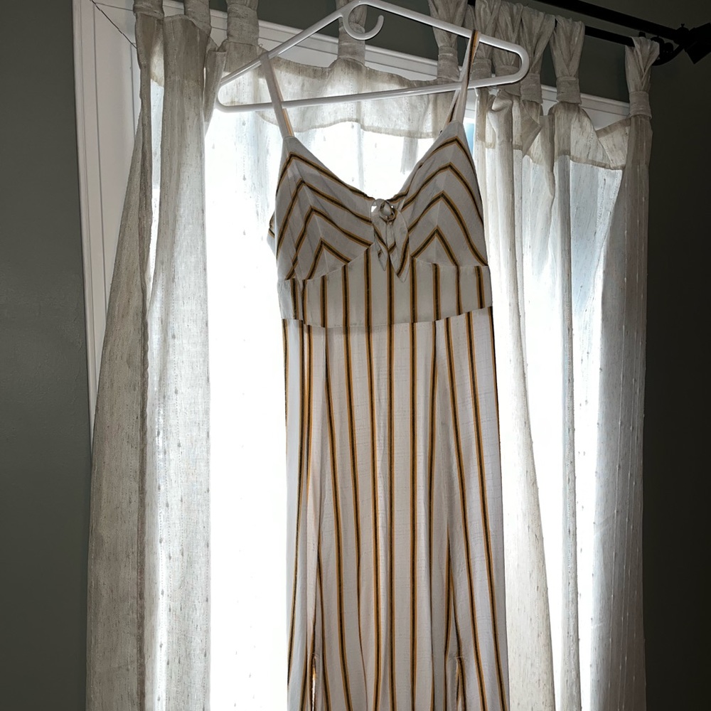 White and yellow striped dress